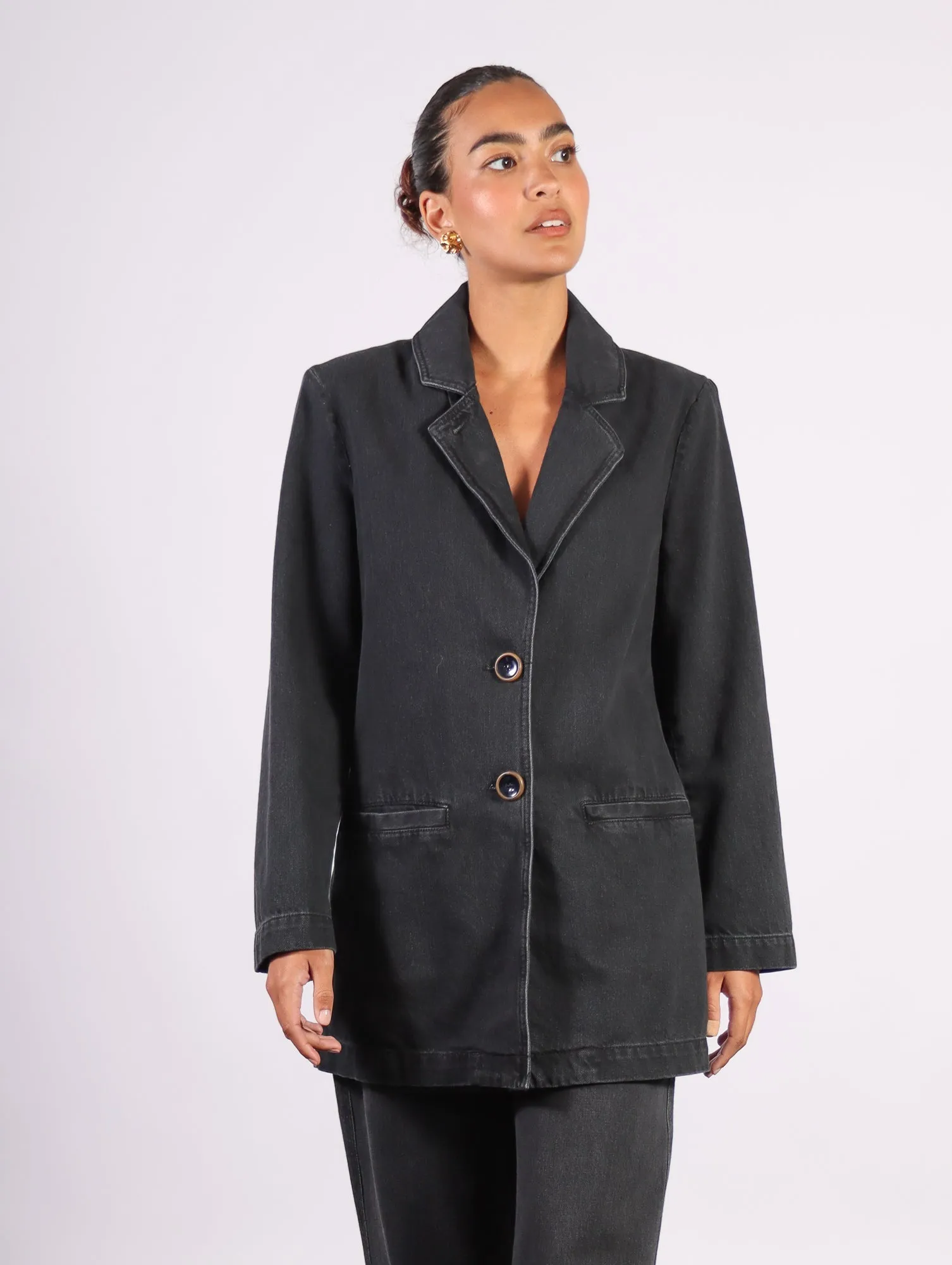 Delphi Denim Blazer in Black by Rodebjer