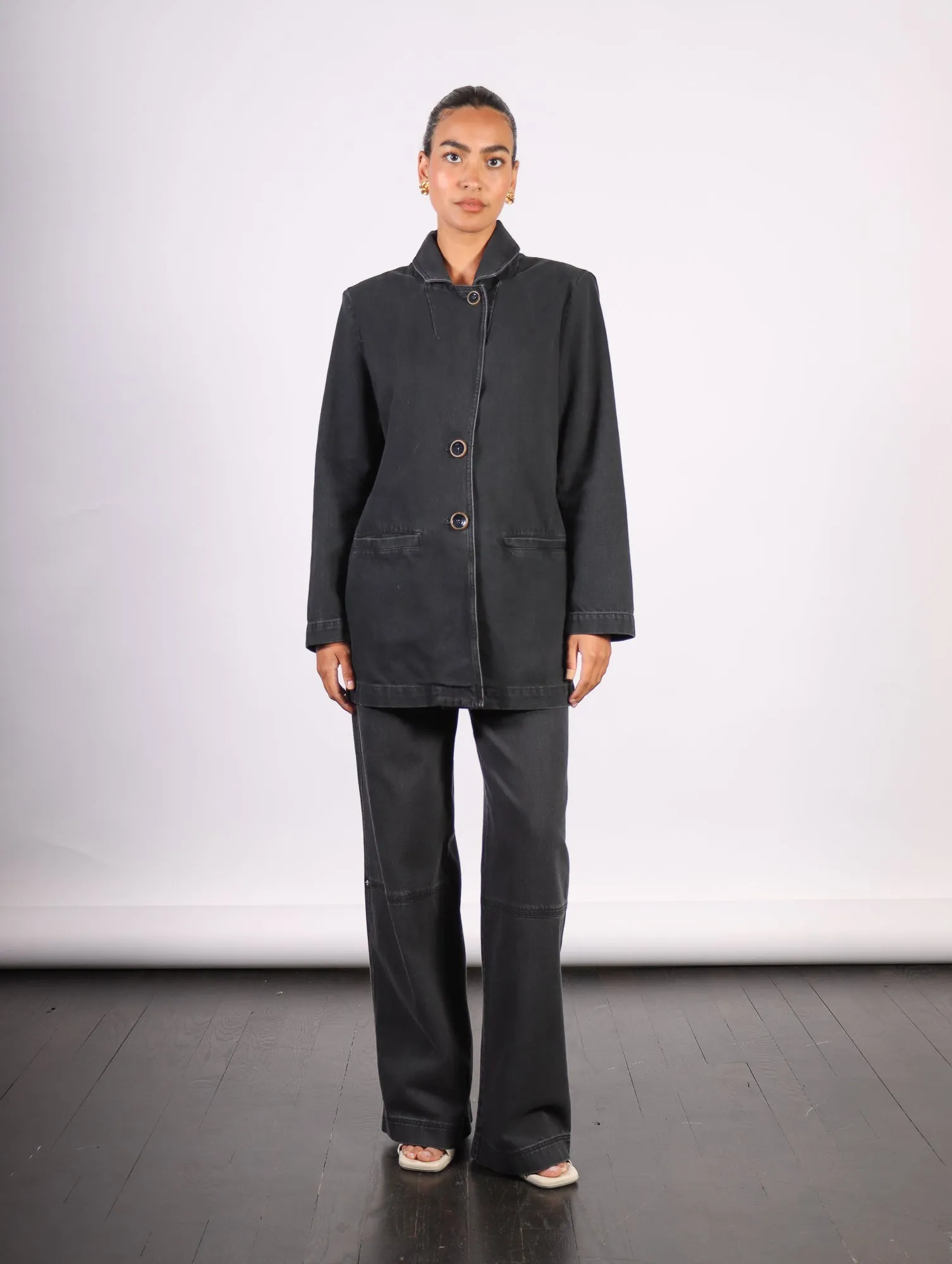 Delphi Denim Blazer in Black by Rodebjer