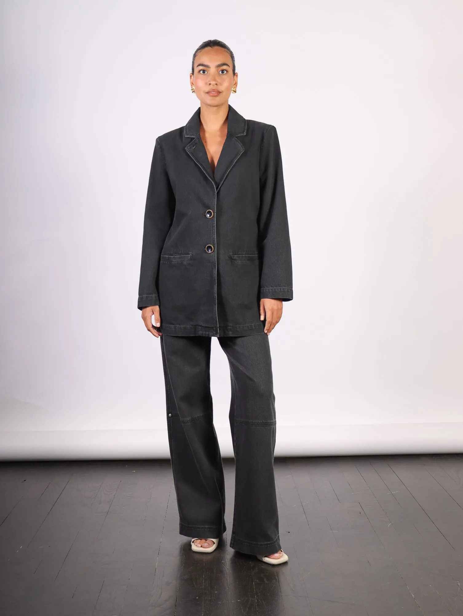 Delphi Denim Blazer in Black by Rodebjer