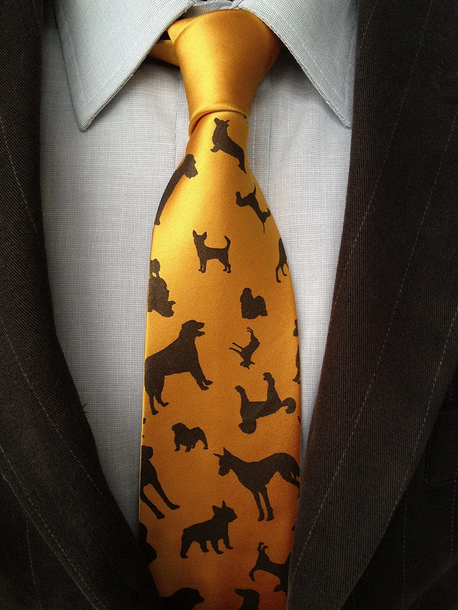 Dog Print Necktie. "Putting on the Dog" microfiber tie.