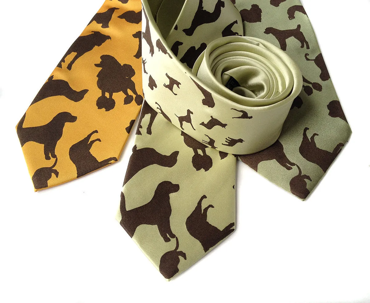 Dog Print Necktie. "Putting on the Dog" microfiber tie.