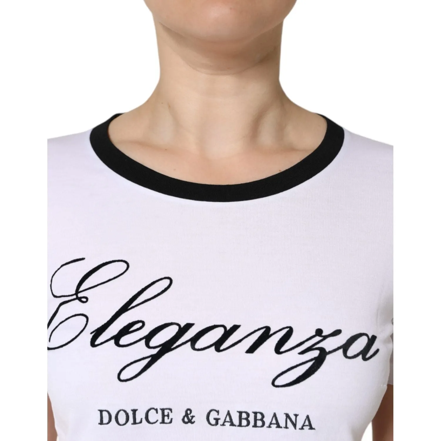 Dolce & Gabbana White Eleganza Print Cotton Short Sleeves T-shirt