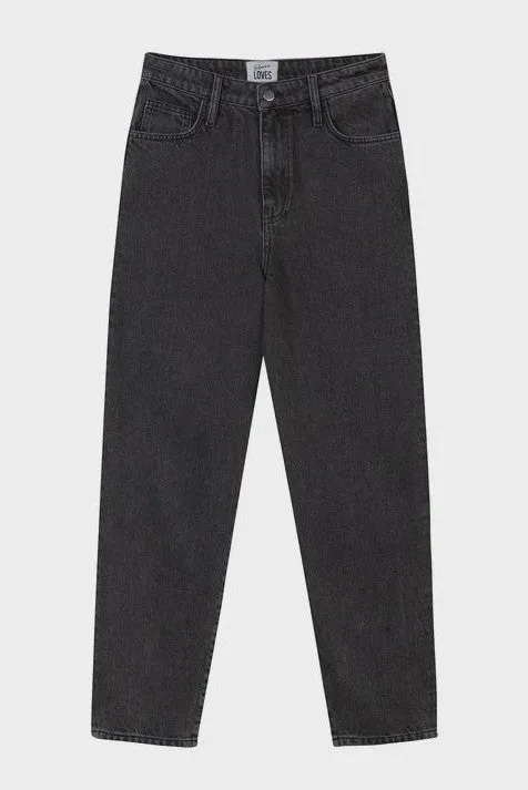 Eleven Loves Thea Barrel Leg Jeans Washed Black