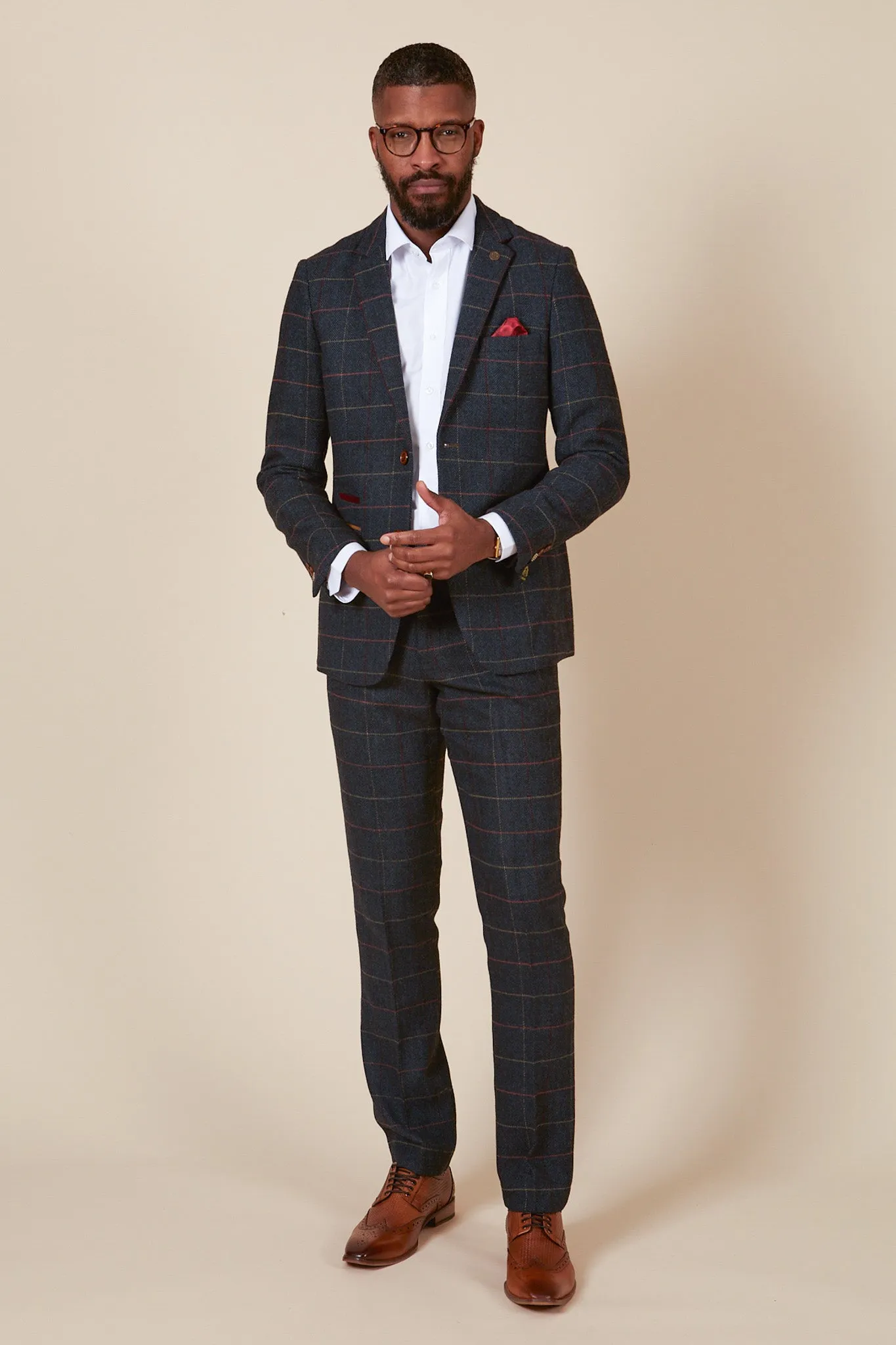 ETON - Navy Blue Tweed Check Two Piece Suit