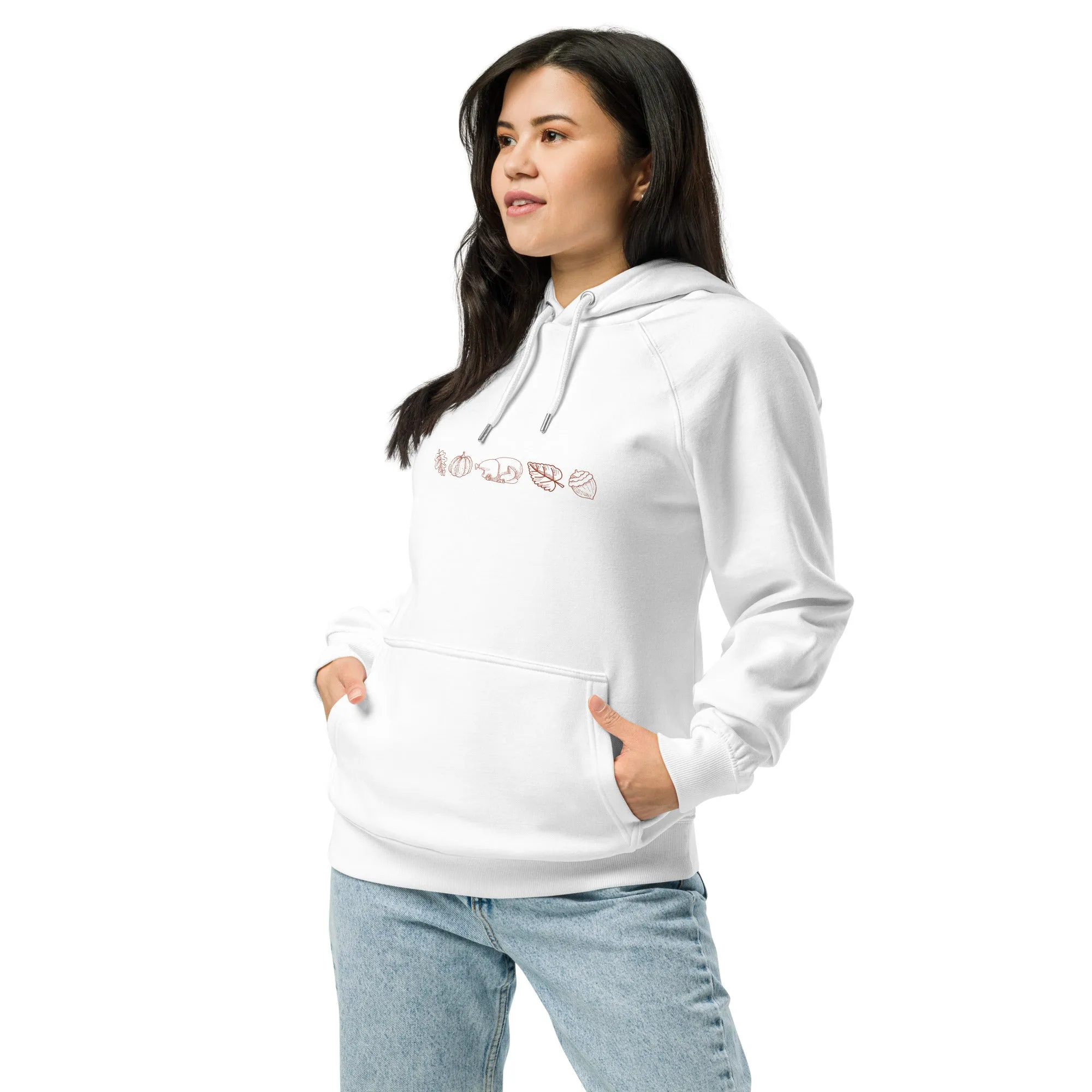 Fall Turkey Thanksgiving Graphic Women Eco Raglan Hoodie