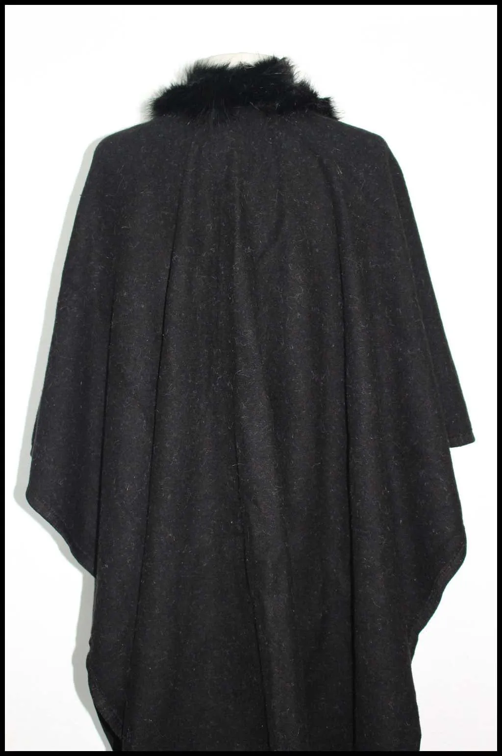 Faux Fur Trimmed Poncho Cape