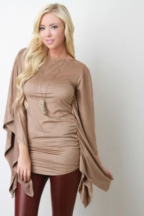 Faux Suede Poncho Top