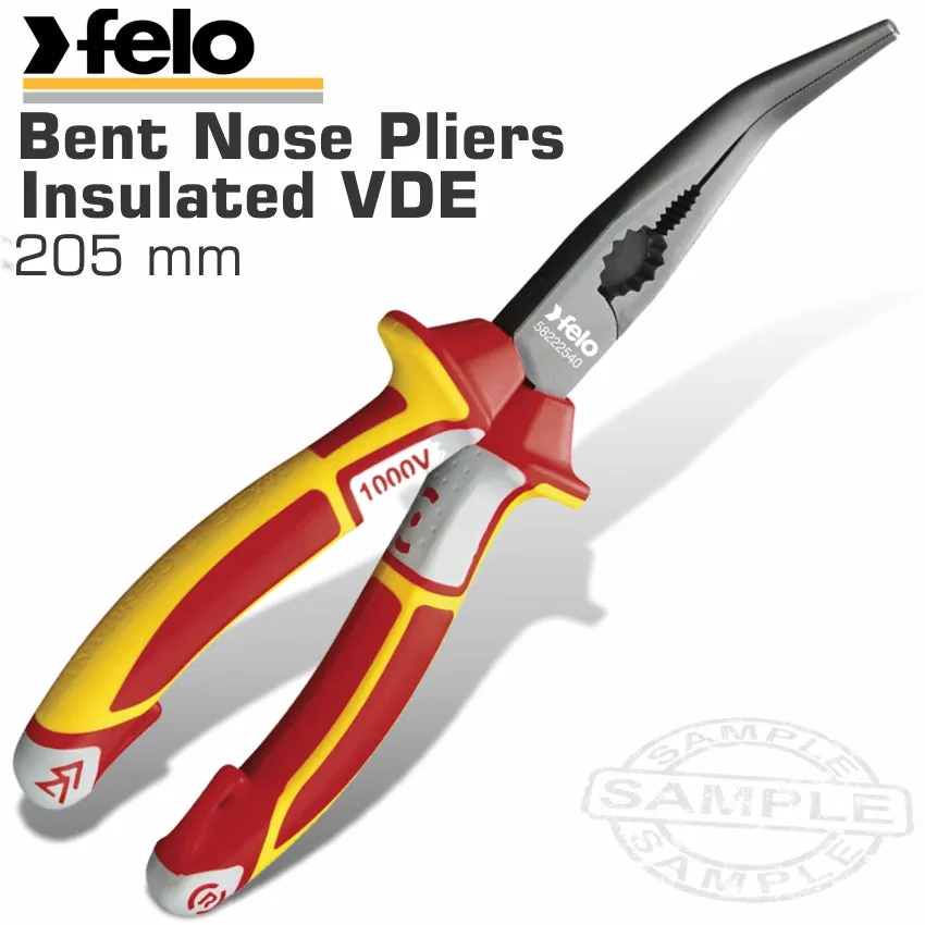 FELo Plier Long Nose Bent 205mm Insulated Vde FEL58222540