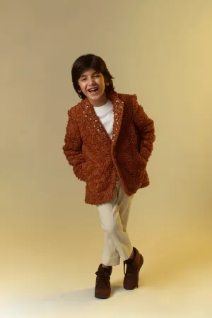 Foxy Chic- Embroidered Organic Sherpa Blazer For Boys