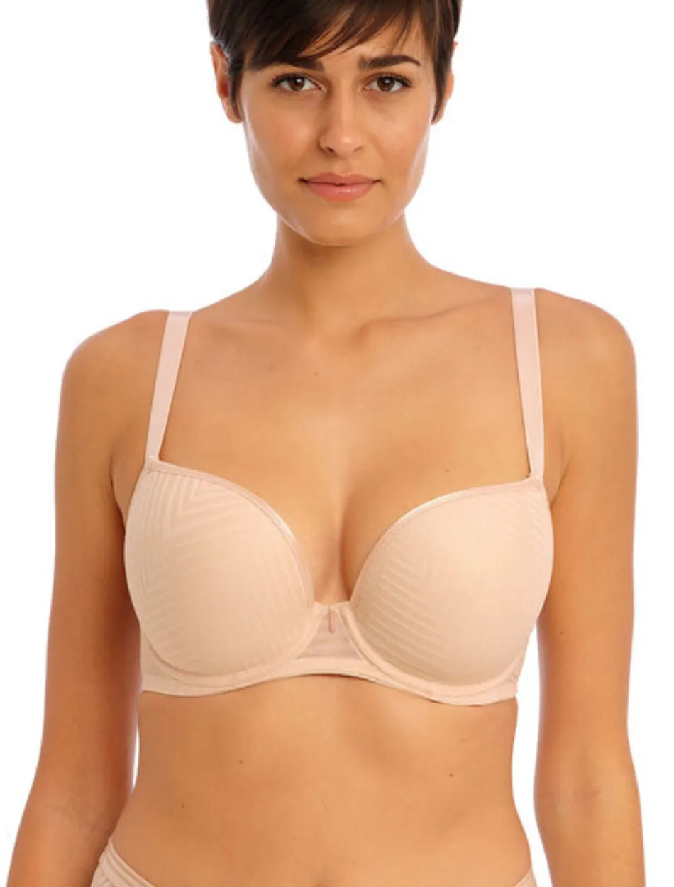 Freya Tailored Underwire Plunge Molded Bra, Natural Beige | Natural Beige T-Shirt Bra | Molded T-Shirt Bras