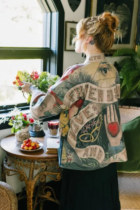 Friendship Love & Truth Cozy Fleece Cardigan Kimono Jacket