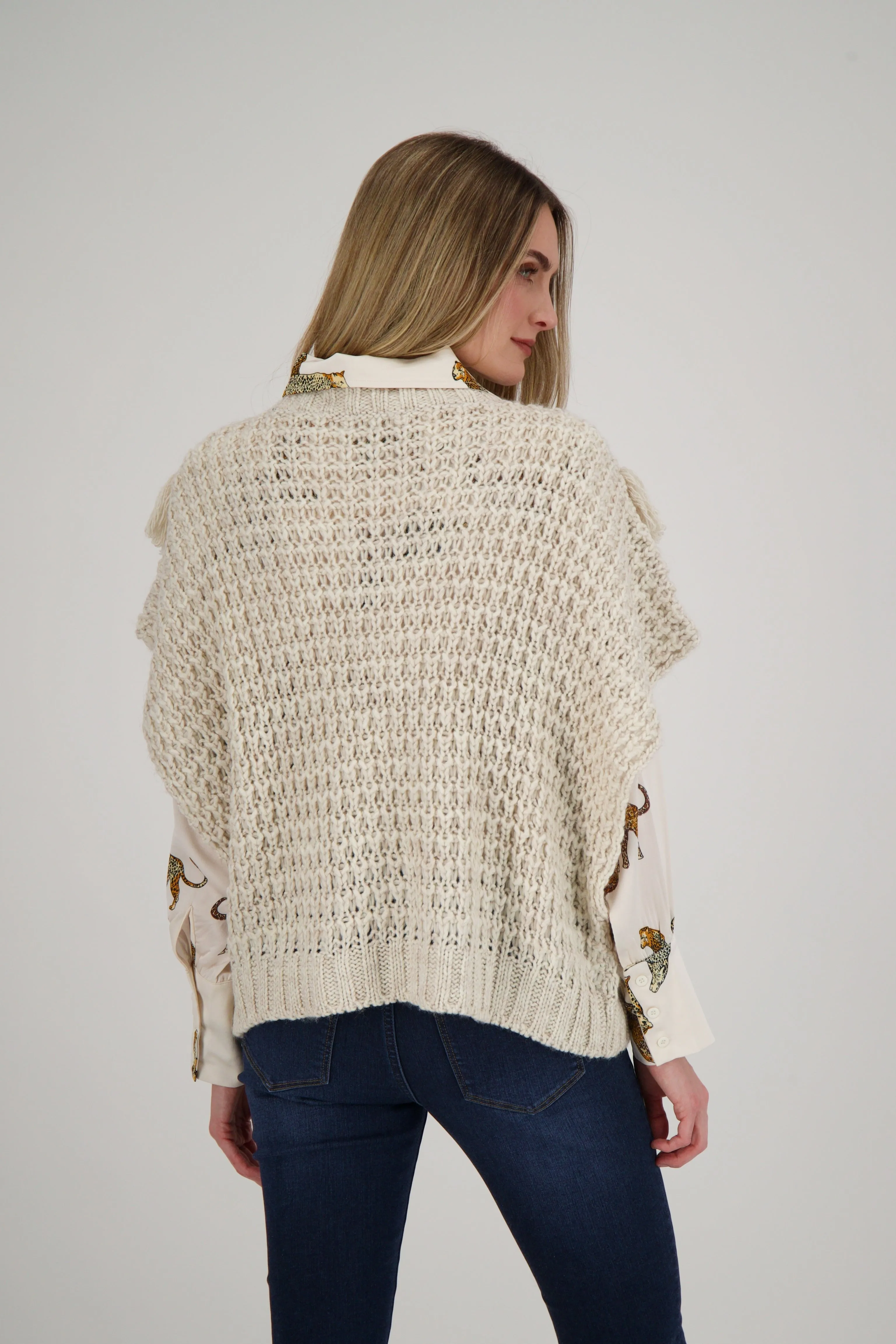 Fringe Sweater Poncho/Vest