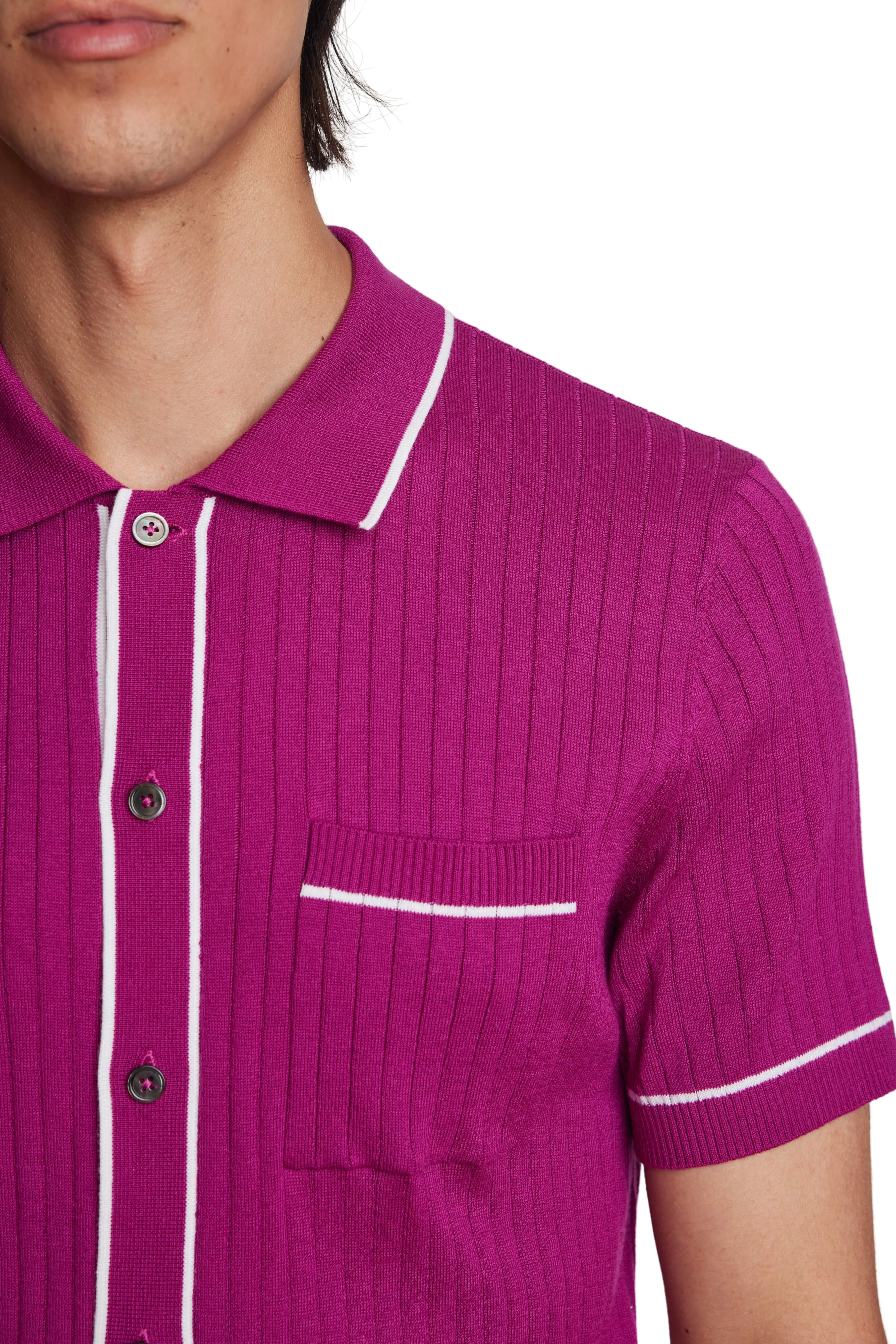 Full Placket Tipped Polo - Magenta