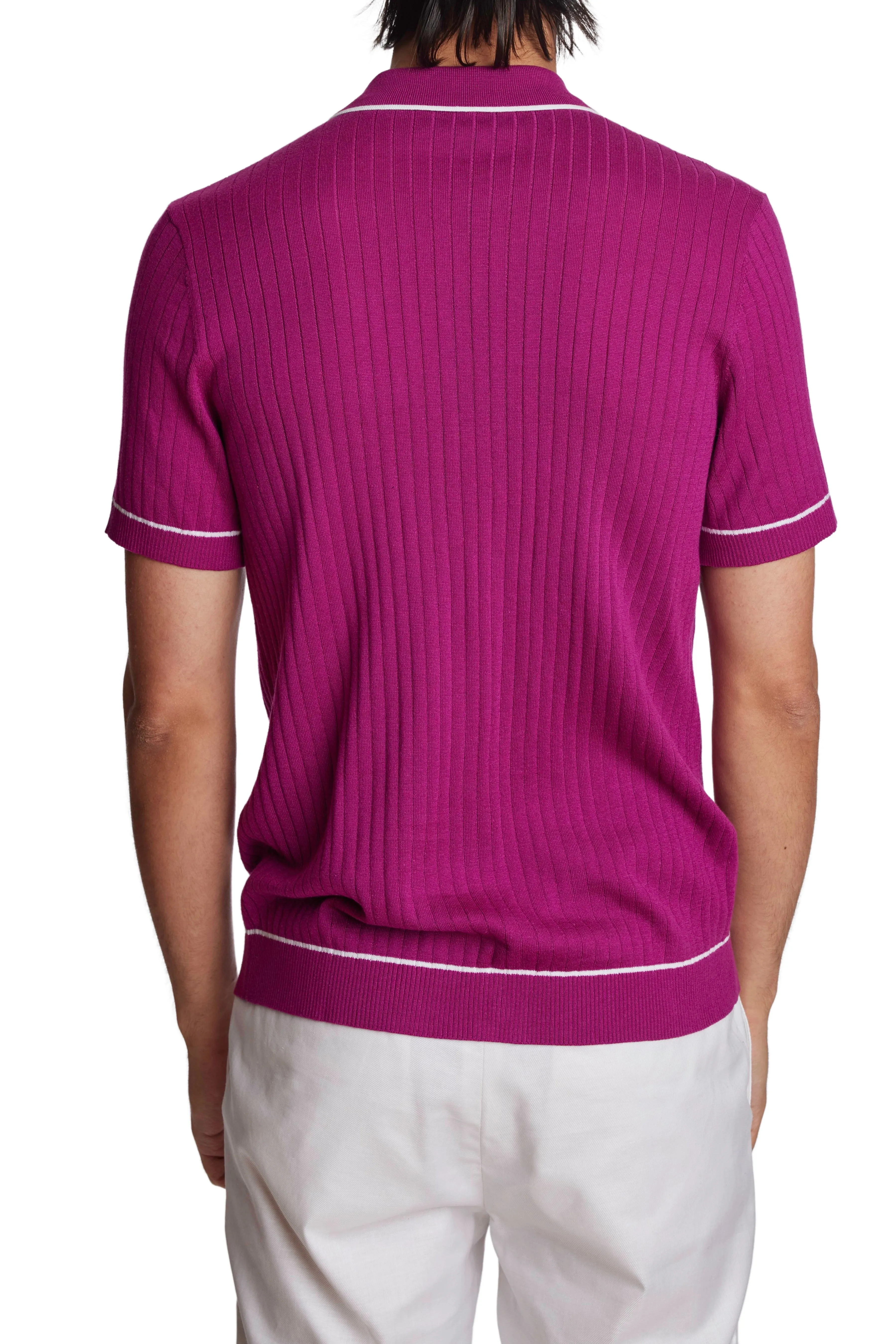 Full Placket Tipped Polo - Magenta