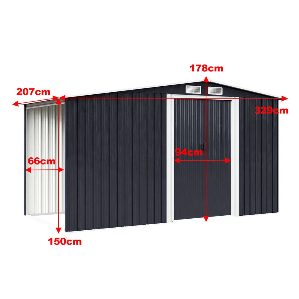 Garden Steel Shed Gable Roof Top with Firewood Storage