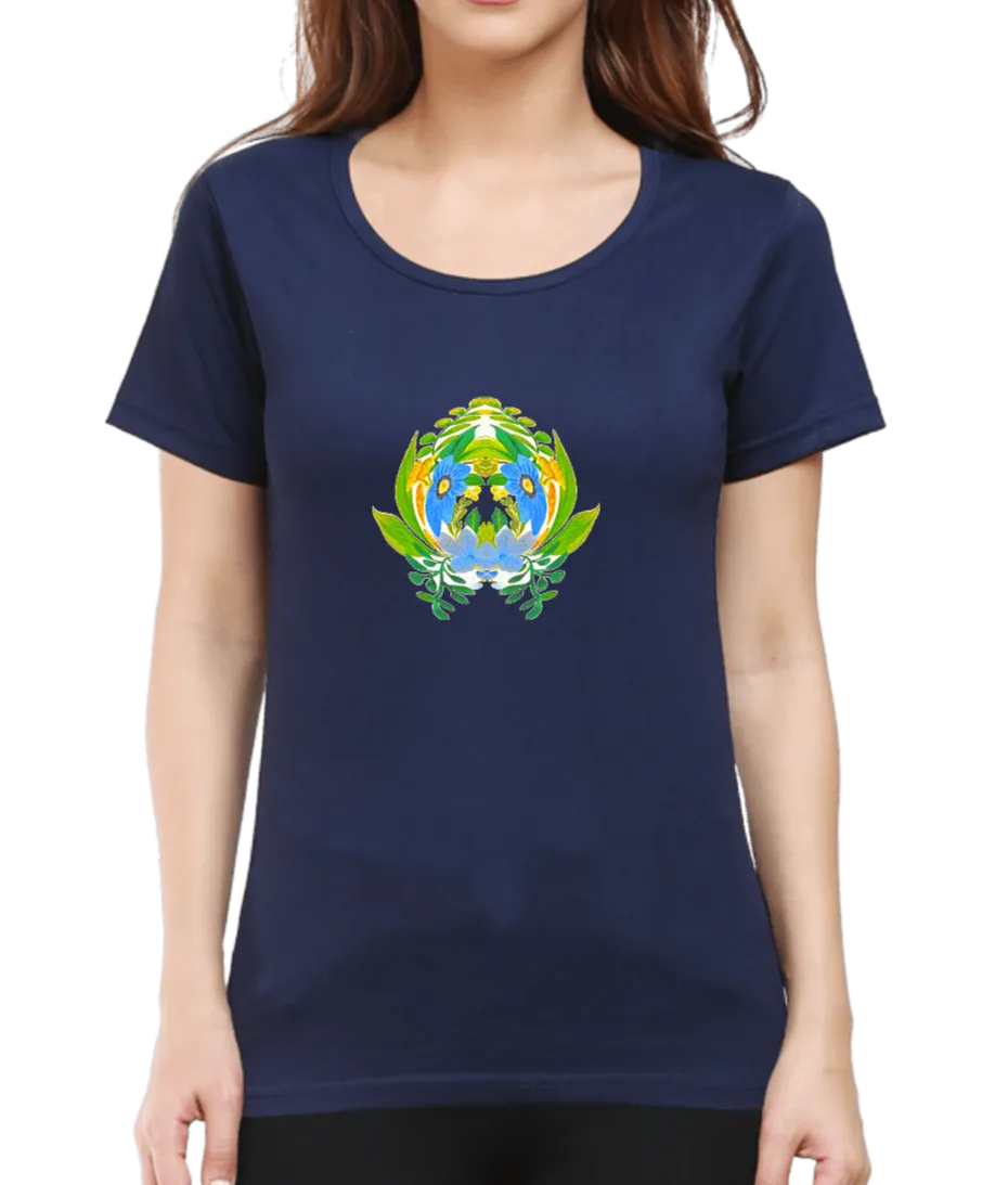 Geometric Floral Design T Shirt for Women D06