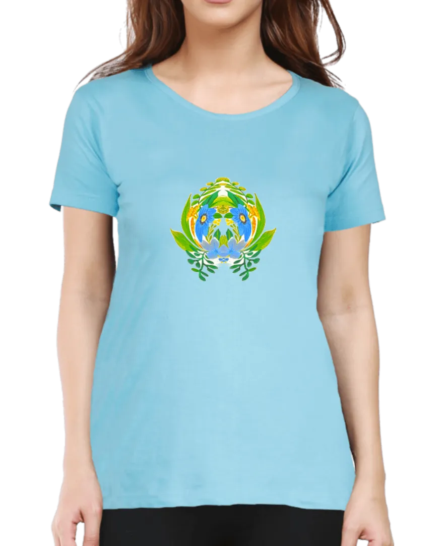 Geometric Floral Design T Shirt for Women D06