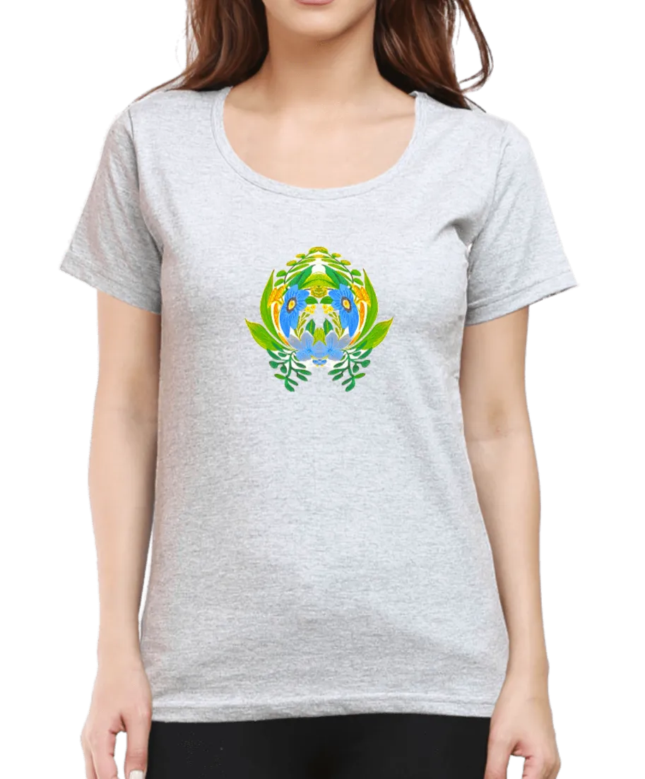 Geometric Floral Design T Shirt for Women D06