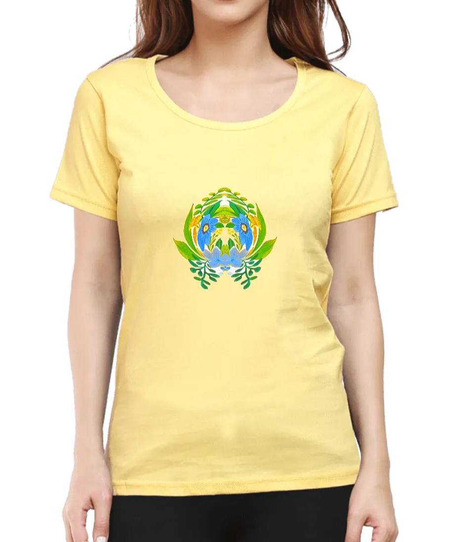 Geometric Floral Design T Shirt for Women D06