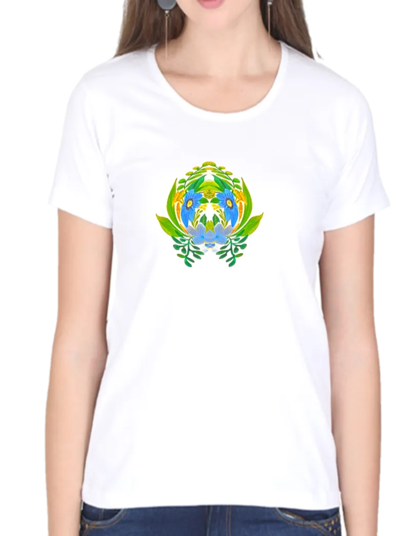 Geometric Floral Design T Shirt for Women D06