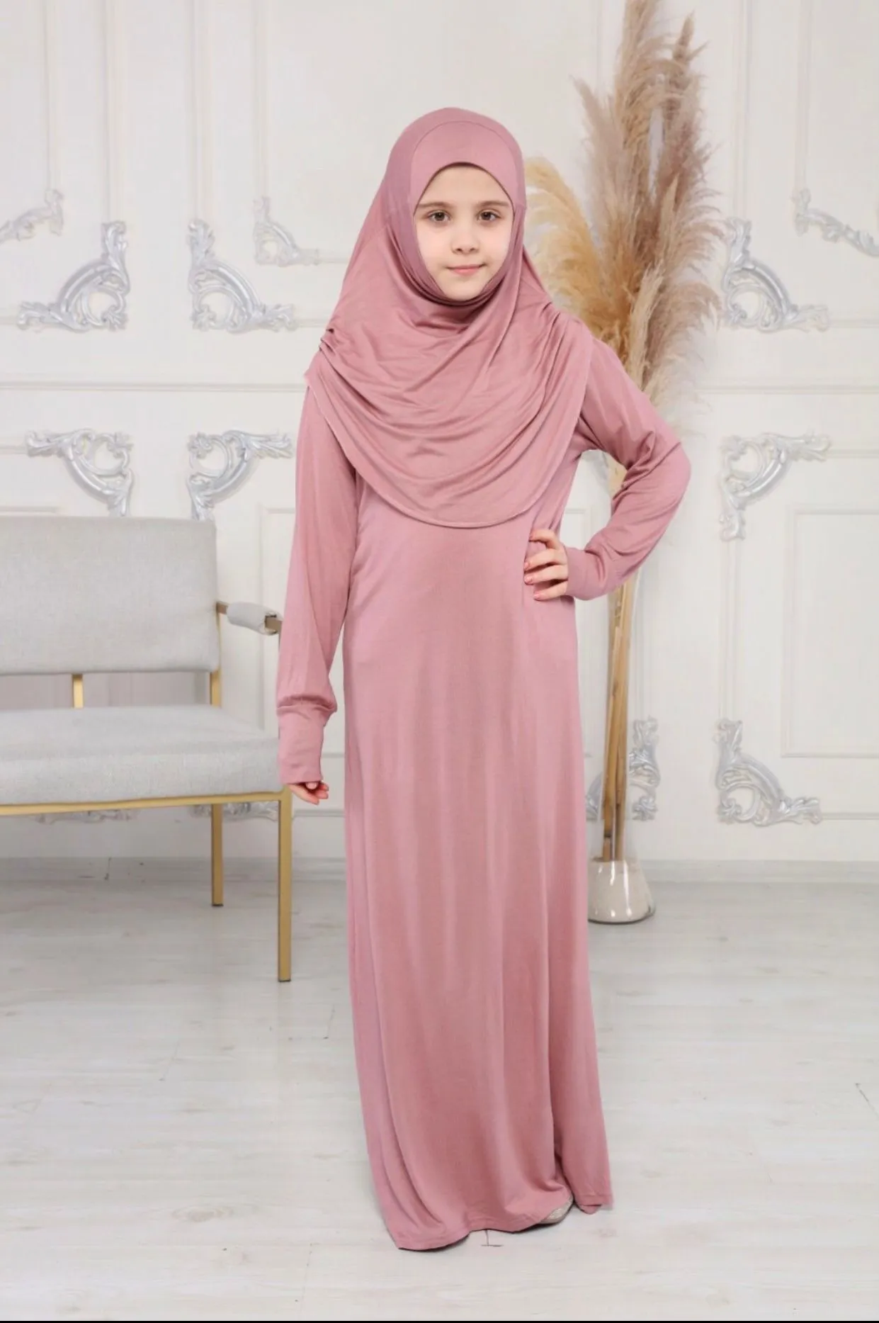 Girls - one piece - Prayer Dress in different shades    طقم صلاة للبنات قطعه واحدة بألوان متعدده