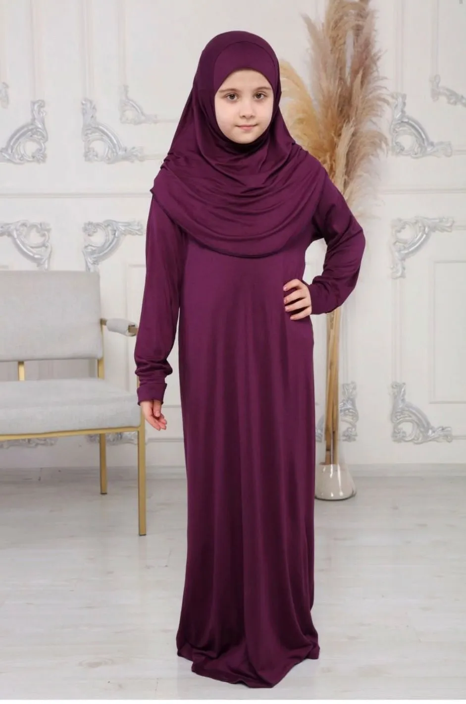 Girls - one piece - Prayer Dress in different shades    طقم صلاة للبنات قطعه واحدة بألوان متعدده