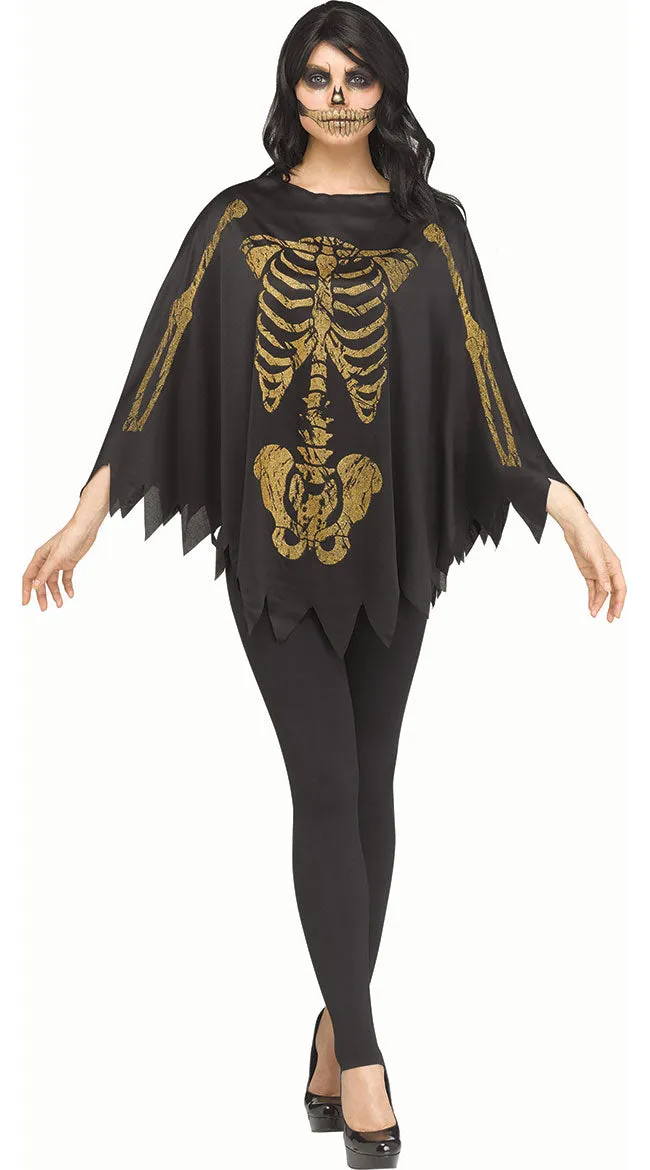 Glitter Skeleton Poncho Costume