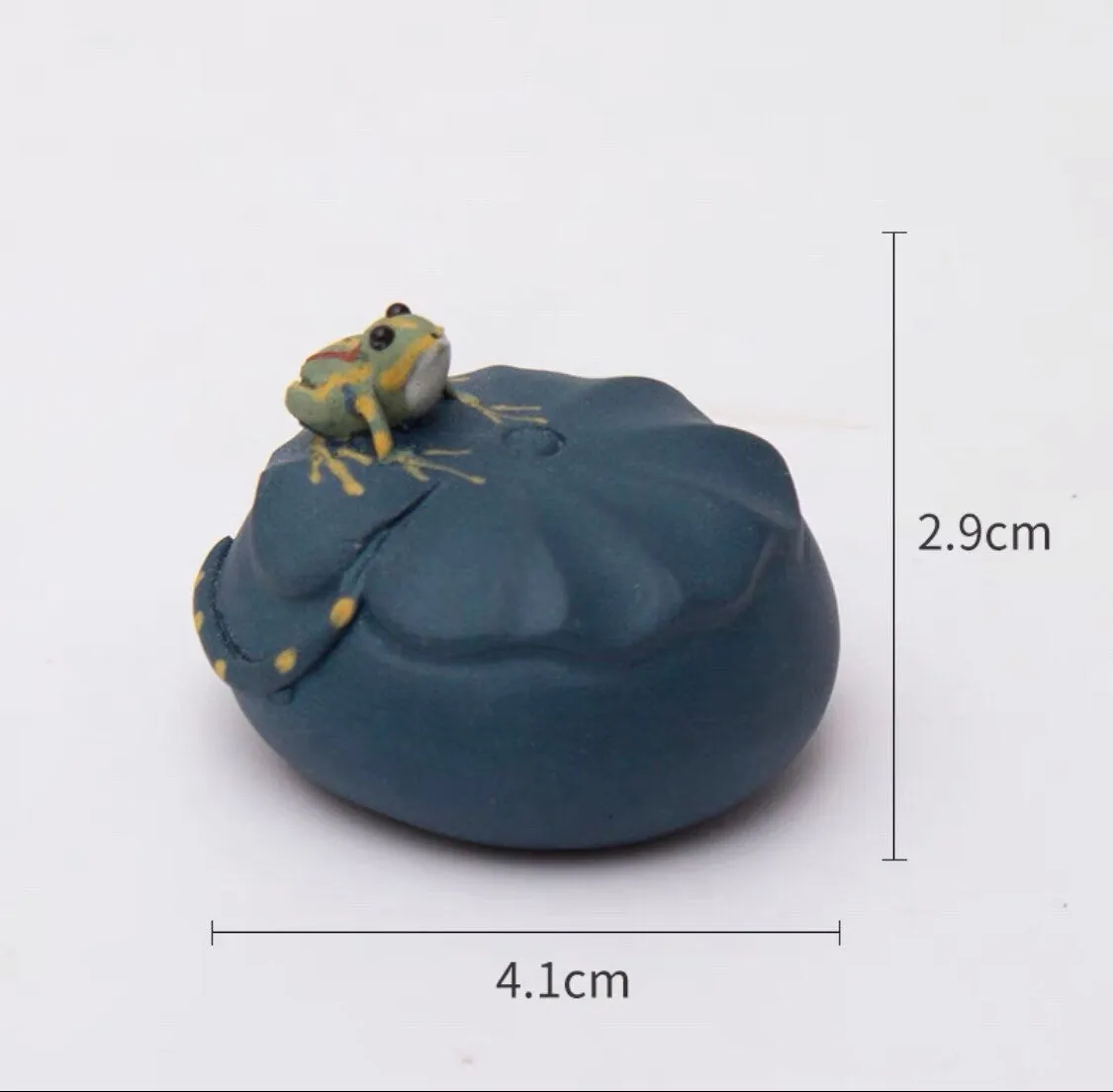 Gohobi Handmade Ceramic YiXing Clay Blue Lotus and Frog Ornament