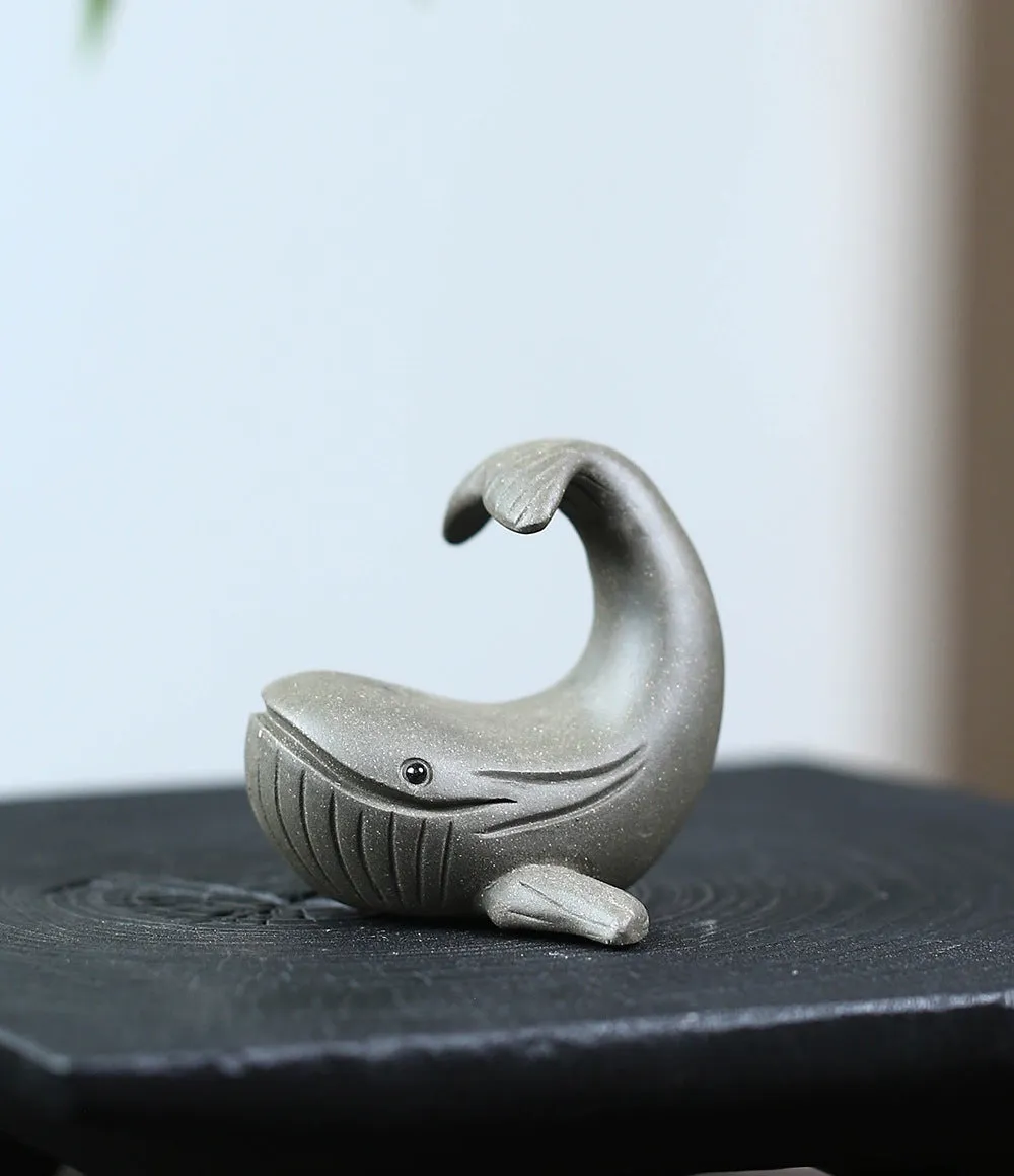 Gohobi Handmade Ceramic YiXing Clay Whale Ornament Tea pet