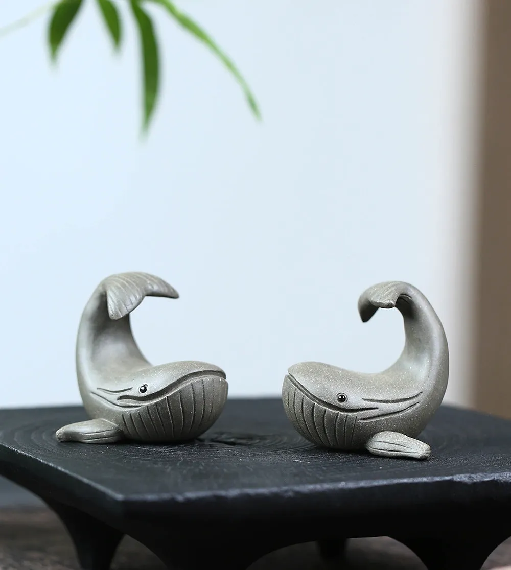 Gohobi Handmade Ceramic YiXing Clay Whale Ornament Tea pet