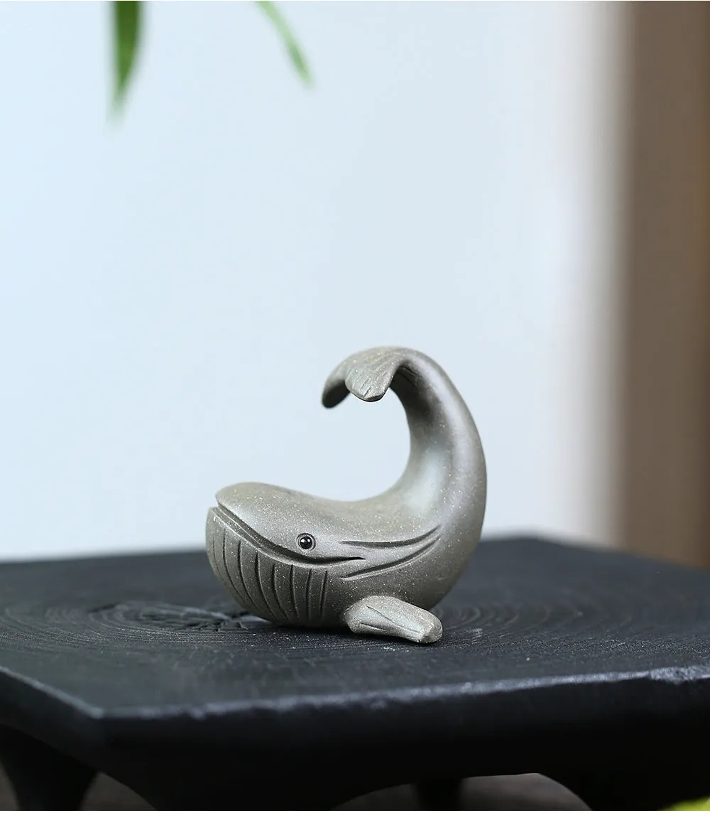 Gohobi Handmade Ceramic YiXing Clay Whale Ornament Tea pet