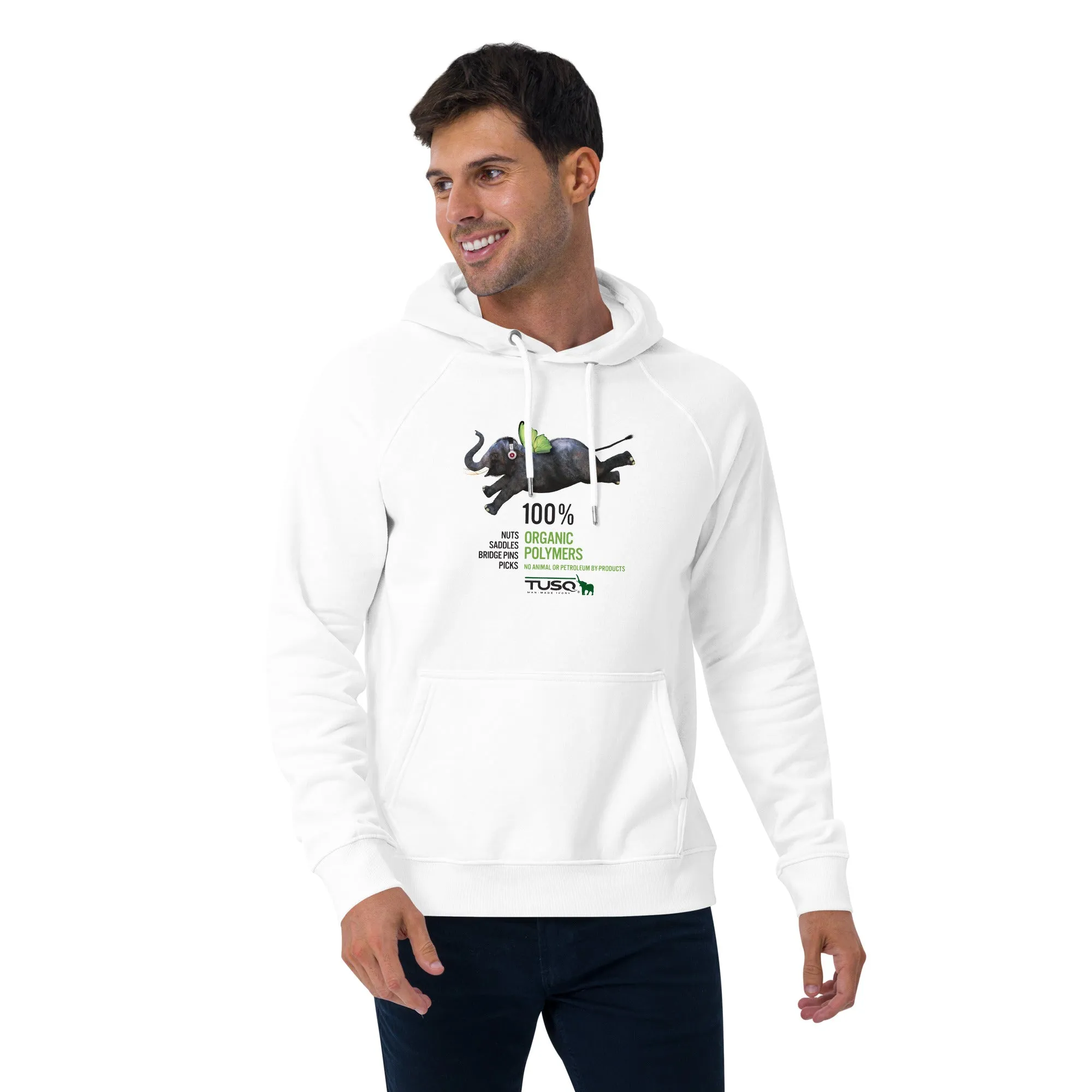 Graph Tech Flying Elephant Unisex eco raglan hoodie