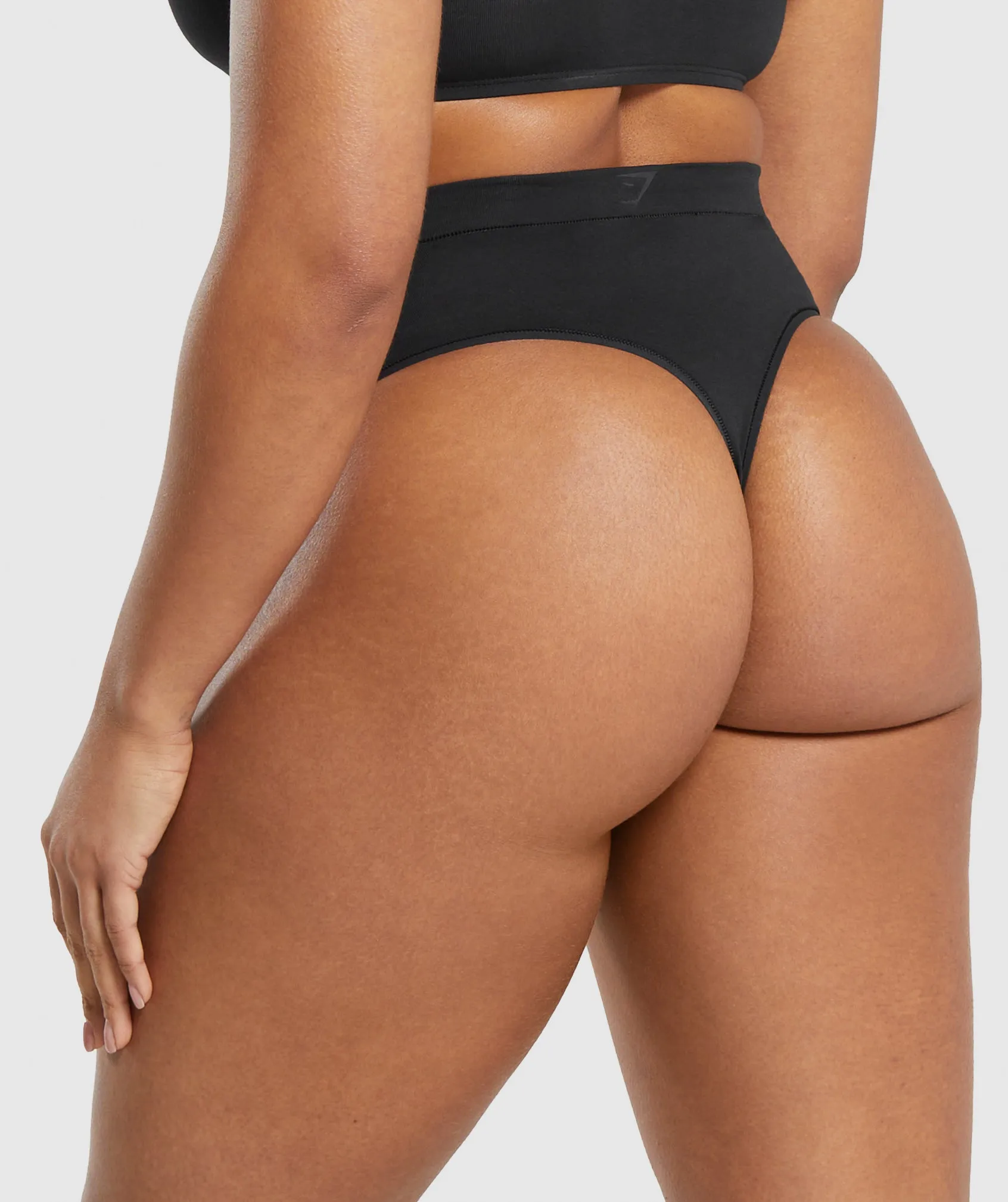 Gymshark Cotton High Waisted Thong - Black