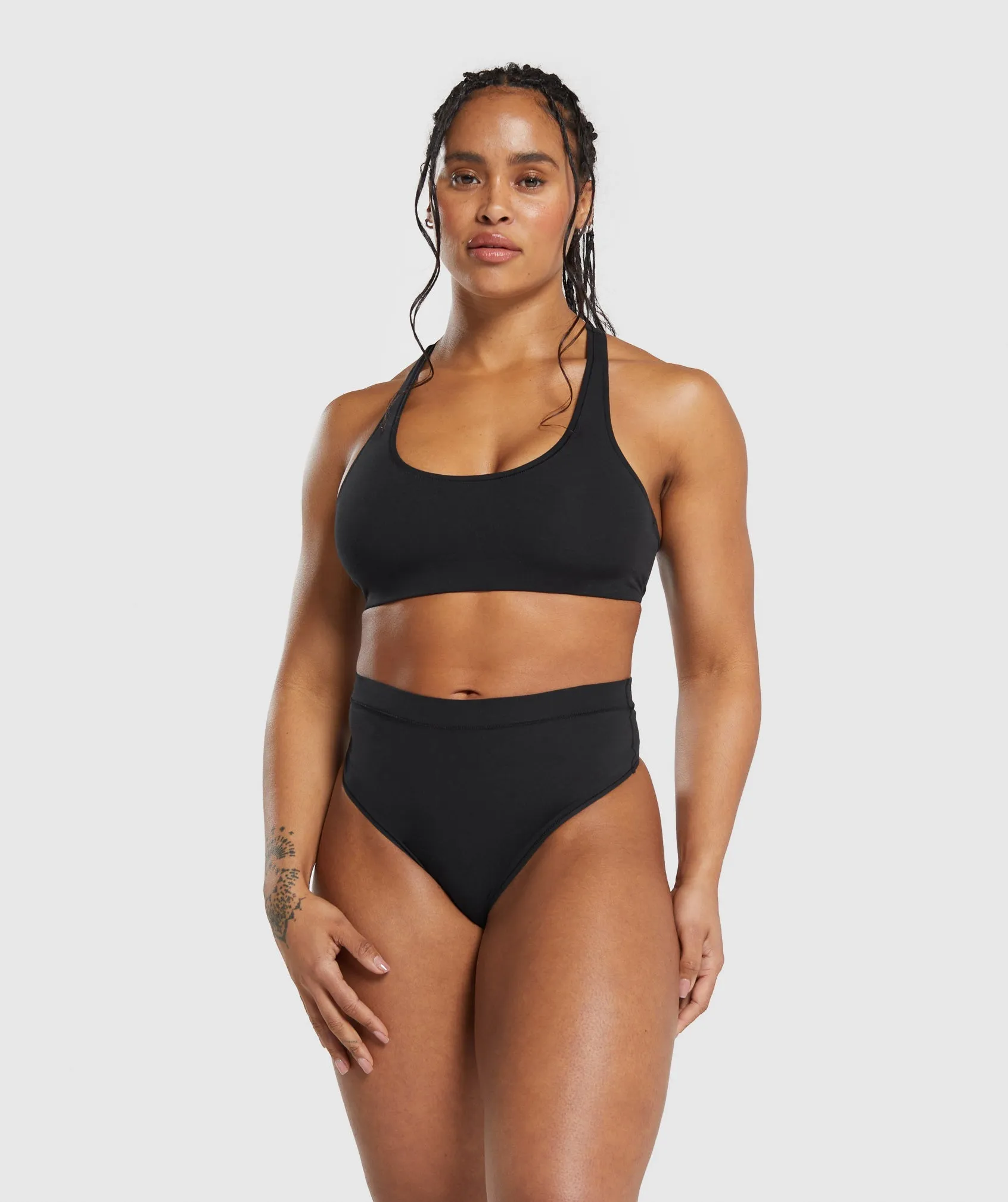 Gymshark Cotton High Waisted Thong - Black