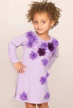 Halabaloo Lilac Sweater Dress With Flowers