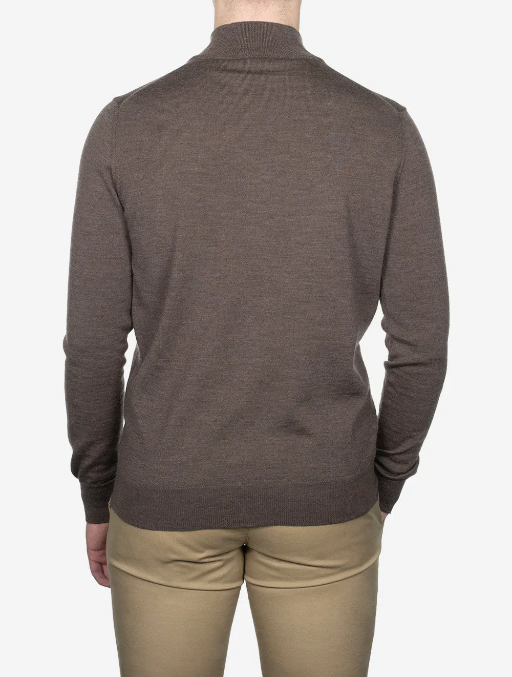 Half Zip Mock Neck Jumper Brown