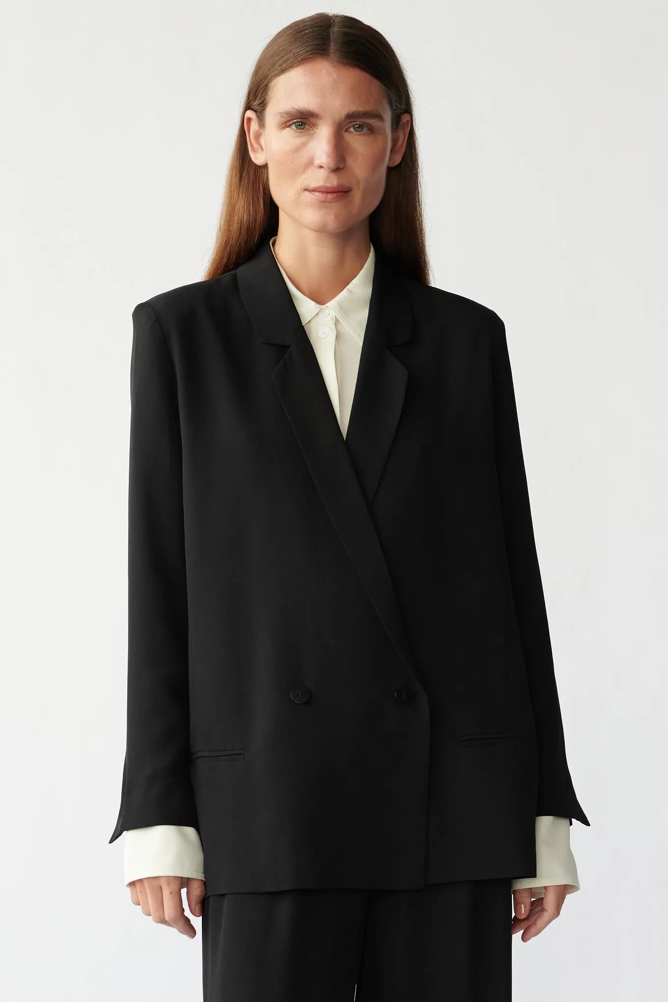 HARPERS BLAZER - BLACK - SILK GEORGETTE