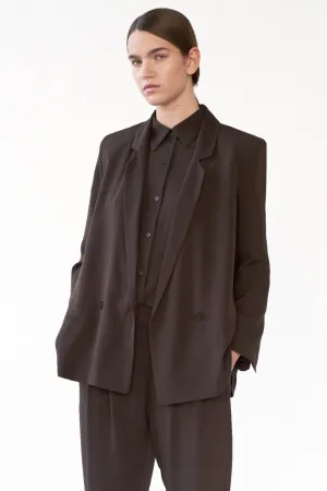 HARPERS BLAZER - DARK BROWN - SILK