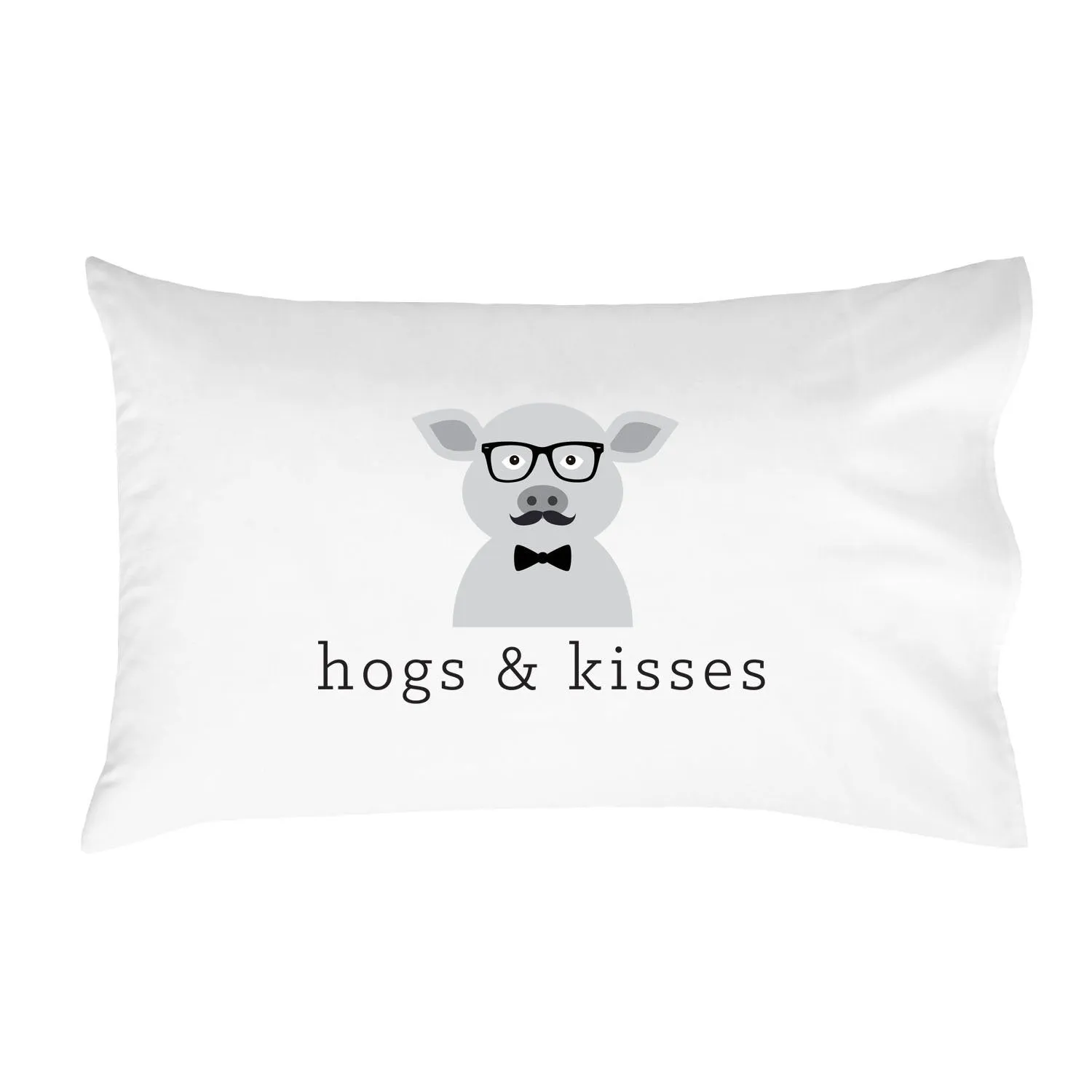 Hogs & Kisses Pillowcase (One 20x30 Standard/Queen Size Pillow Case) Kids Room Decor