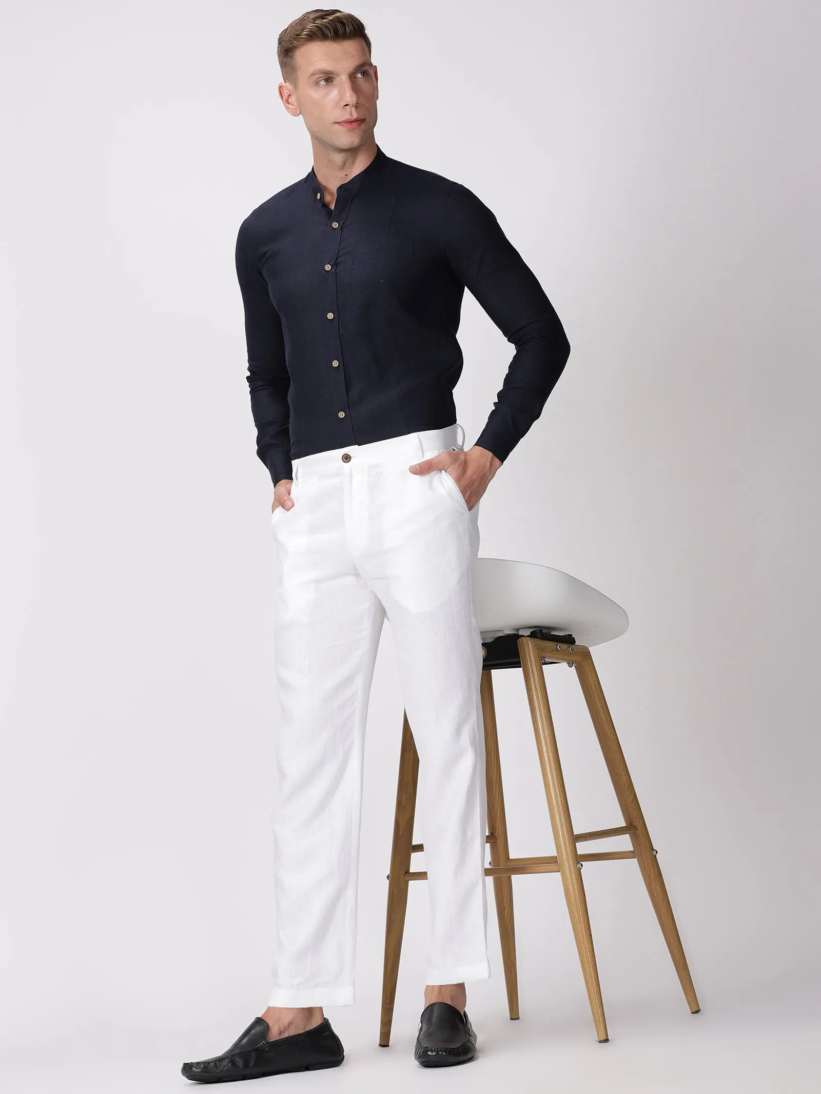 Ian Pure Linen Trousers - White