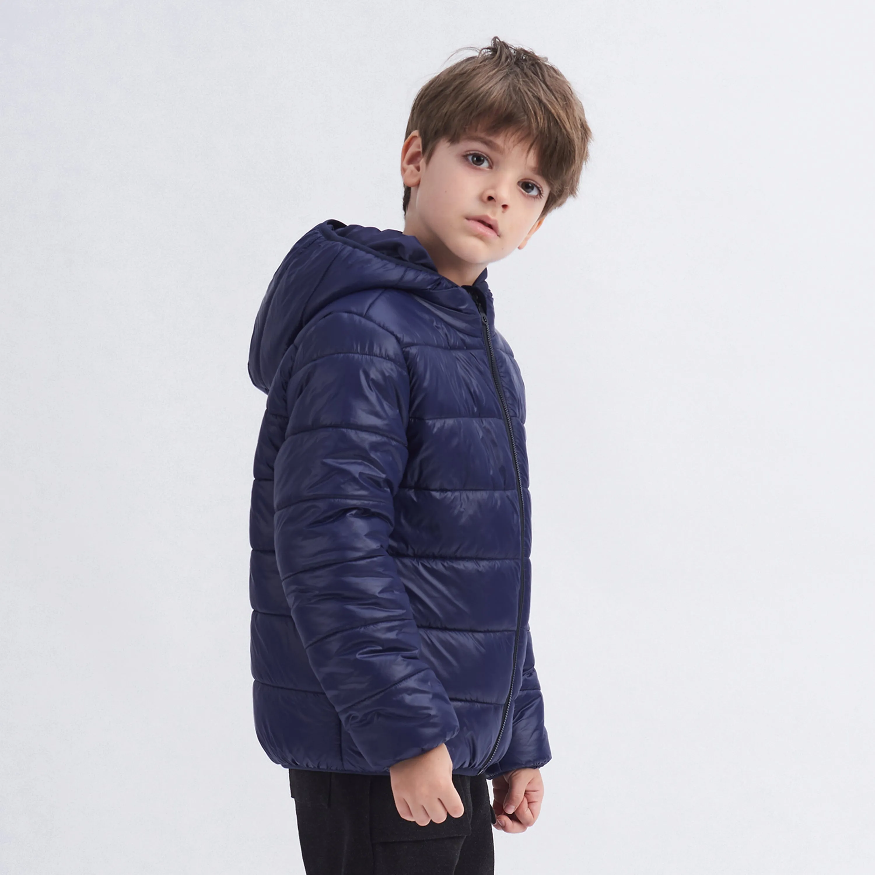 IKALI Kids Winter Coats, Boys Light Weight Puffer Jacket Navy (3-12Y)