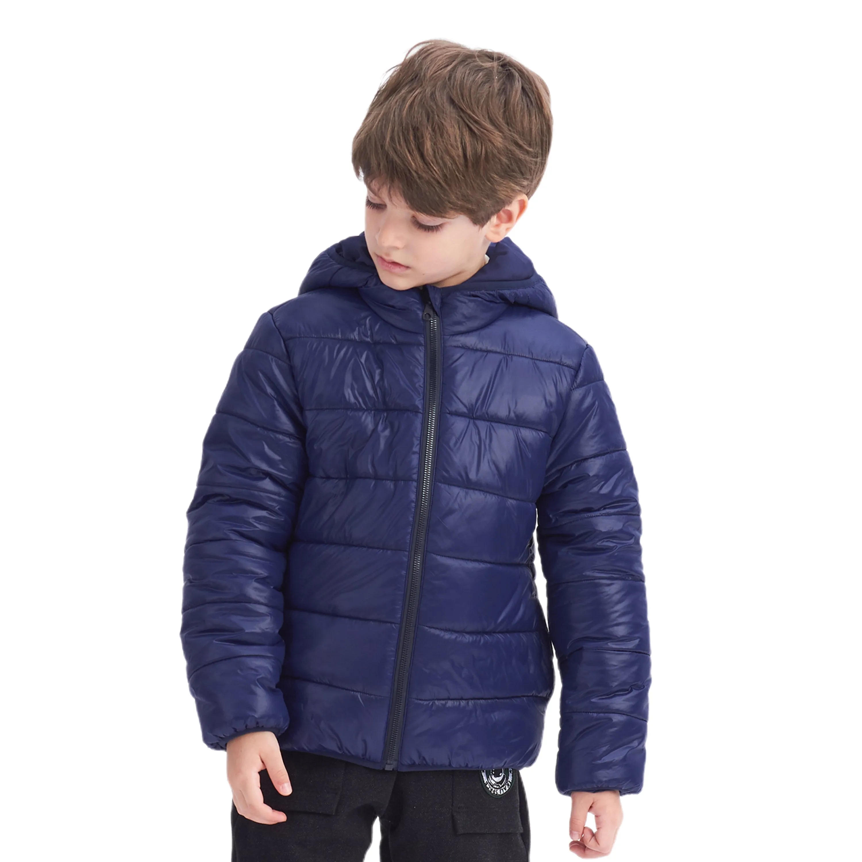 IKALI Kids Winter Coats, Boys Light Weight Puffer Jacket Navy (3-12Y)