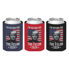 I'm Voting For The Felon Can Cooler Bundle (3 Pack Stars & Stripes Mugshot)