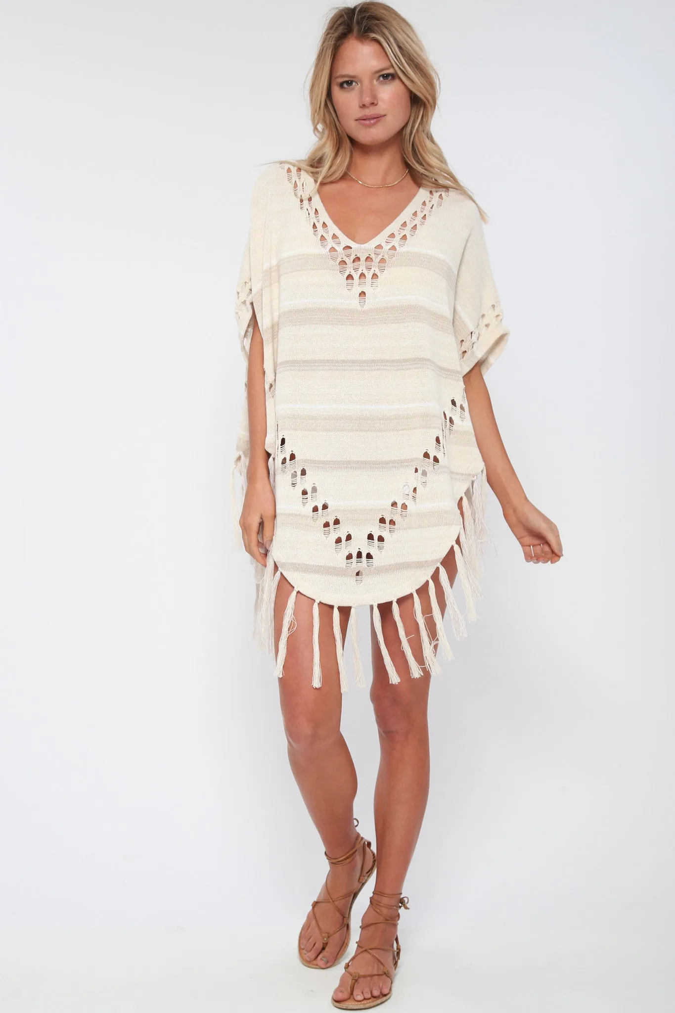 Island Life Fringe Poncho in Wild Fawn