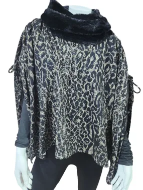 Jamaa Poncho - Black/Leopard