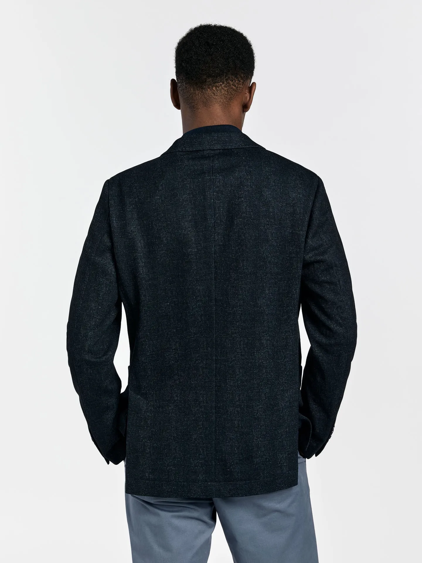 K-comfort checks jersey blazer