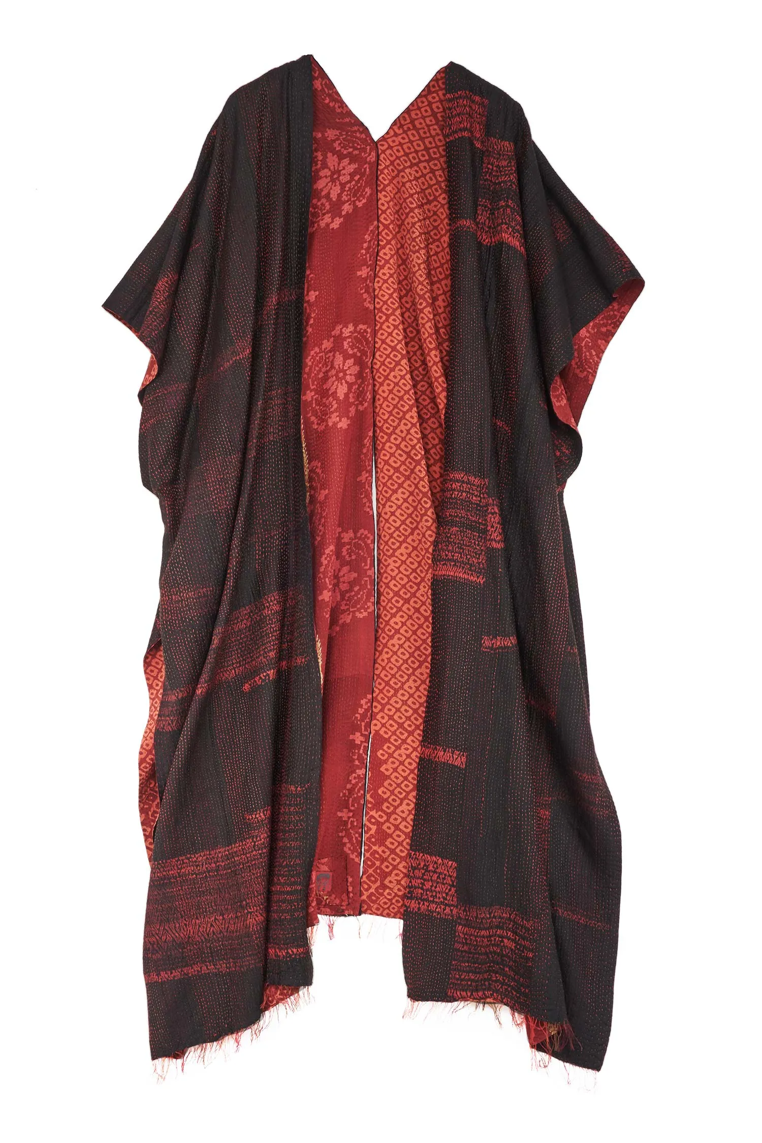 KIMONO PRINT KANTHA KIMONO PONCHO