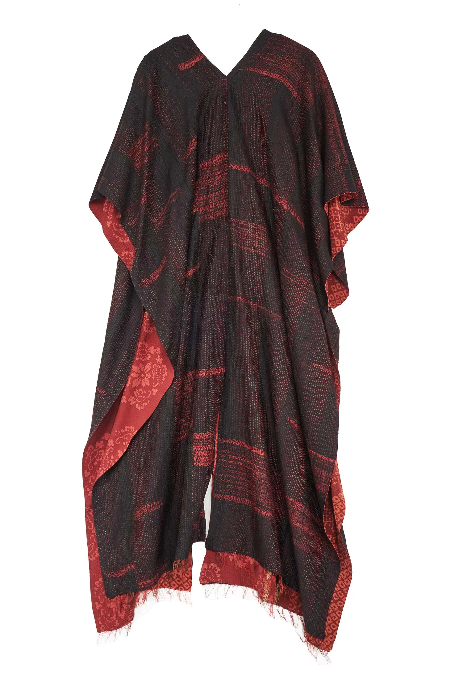 KIMONO PRINT KANTHA KIMONO PONCHO