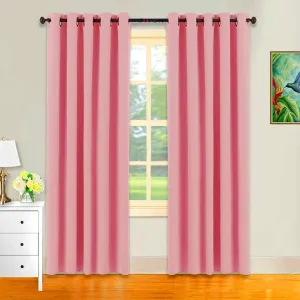 KOSOVO Silk Solid Grommet Curtain, Small Window- 4 X 3 Feet, Pink, Pack of 2