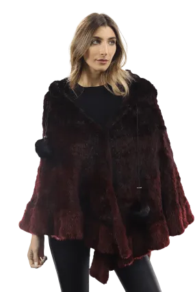 La Fiorentina -  Poncho Knit with Hood -Wine